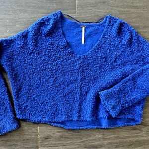 Free People Blue cozy popcorn sweater- Women's Small